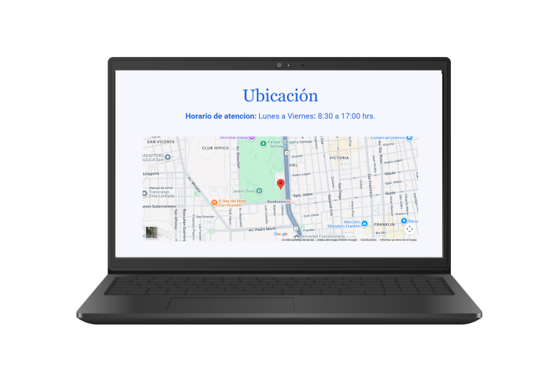 Página web empresarial vista en un notebook, captura 2 de 4