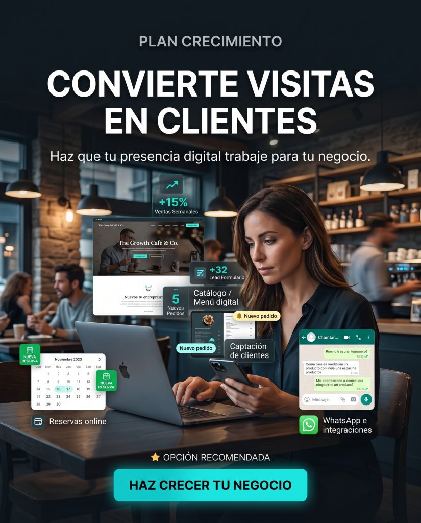 Afiche del Plan Crecimiento: convierte visitas en clientes