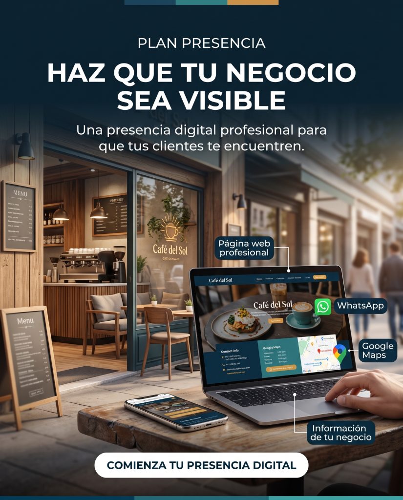 Afiche del Plan Presencia: haz que tu negocio sea visible