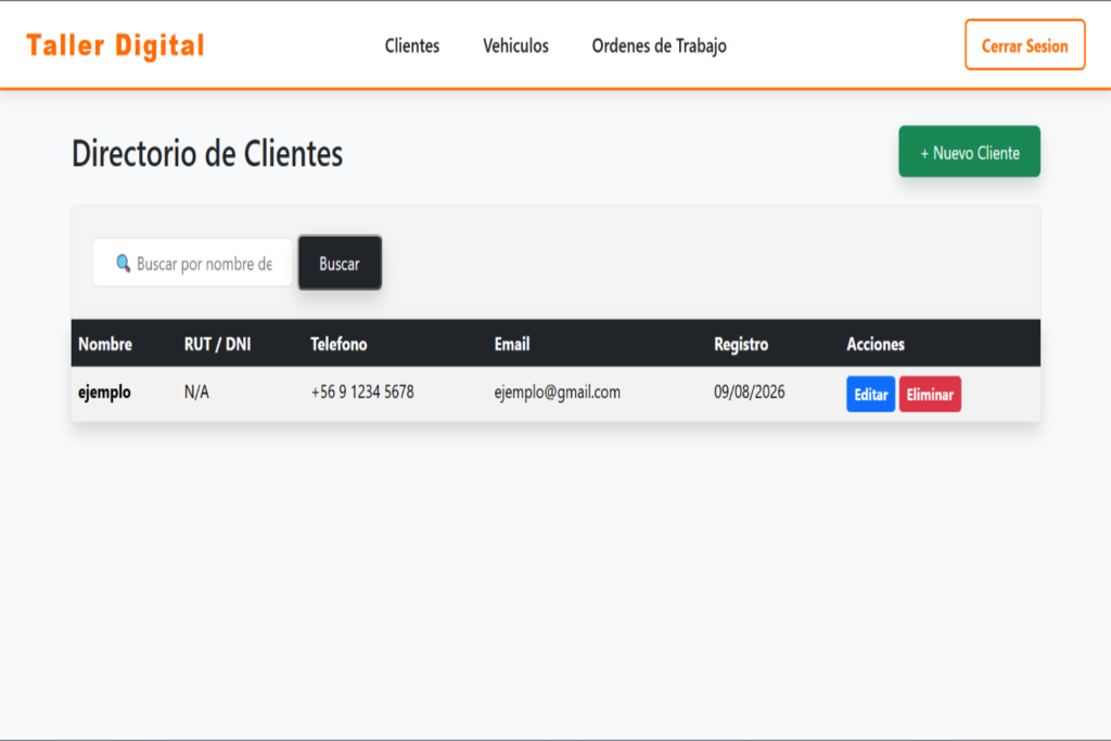 SaaS de gestión para taller mecánico, captura 1 de 3