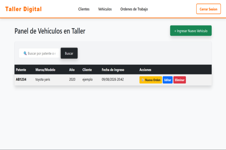 SaaS de gestión para taller mecánico, captura 2 de 3