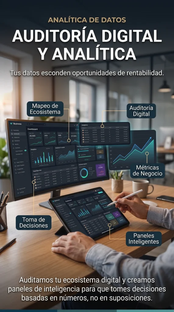 Afiche del servicio Auditoría Digital y Analítica